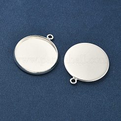 Flat Round Brass Pendant Cabochon Settings&nbsp;KK-K414-14G-S