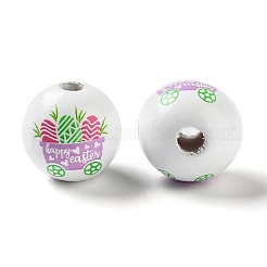 Easter Theme Printed Wood European Beads&nbsp;WOOD-M010-02D