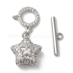 Brass Micro Pave Clear Cubic Zirconia Toggle Clasps&nbsp;KK-N254-81P
