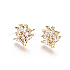 Brass Cubic Zirconia Stud Earring Findings&nbsp;EJEW-E257-03G