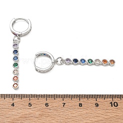 Brass Pave Cubic Zirconia Hoop Dangle Earrings&nbsp;KK-CBAD9DF-02P-B