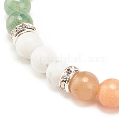 Natural Red Aventurine & Gemstone Round Beaded Bracelet for Women&nbsp;BJEW-JB08336-04