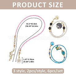 6Pcs 3 Style Glass Seed Bead Bookmark&nbsp;AJEW-FG00018