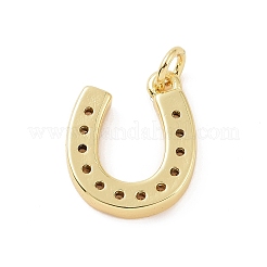 Brass Micro Pave Cubic Zirconia U Shape Charms&nbsp;KK-C012-24G