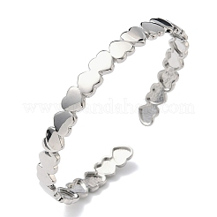 Heart Brass Cuff Bangles for Women&nbsp;BJEW-C144-01B-P