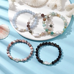 8mm Round Mixed Gemstone Beaded Stretch Bracelets&nbsp;BJEW-JB10309