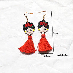 Alloy & Acrylic Tassel Dangle Earrings&nbsp;WG961F4-02