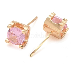 Rack Plating Brass Cubic Zirconia Stud Earrings&nbsp;EJEW-M090-08G