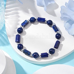 Natural Lapis Lazuli Round Beaded Stretch Bracelets for Women&nbsp;BJEW-JB11137-02