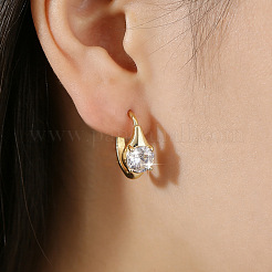 Brass Pave Clear Cubic Zirconia Hoop Earrings&nbsp;WGEEE3C-01