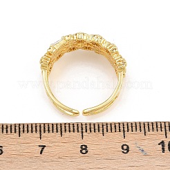 Brass Micro Pave Cubic Zirconia Cuff Rings for Women&nbsp;RJEW-Z113-50G