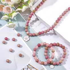 2 Strands Frosted Natural Rhodochrosite Round Bead Strands&nbsp;G-NB0003-47