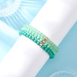 3Pcs Faceted Imitation Jade & Opaque Glass Rondelle Beaded Stretch Bracelets for Women&nbsp;BJEW-JB12563-03