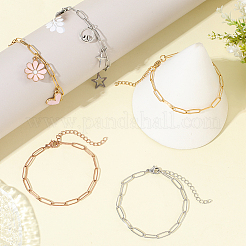 15Pcs 3 Colors 304 Stainless Steel Paperclip Chain Bracelets&nbsp;BJEW-BBC0001-20