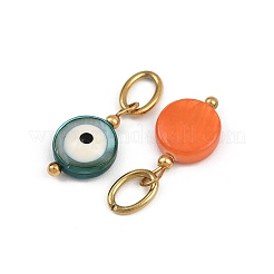 Dyed Natural Shell Enamel Evil Eye Charms&nbsp;STAS-A120-02G
