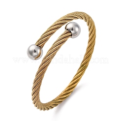 304 Stainless Steel Torque Bangles for Women&nbsp;BJEW-P310-19GP