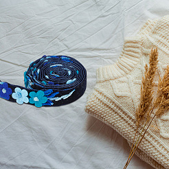 Velvet Handmade Flower Embroidered Lace Ribbons&nbsp;SRIB-WH0011-077A