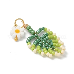 Glass Seed Beaded Leaf Pendants&nbsp;PALLOY-MZ00924