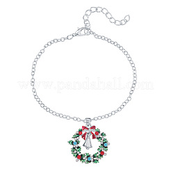 Christmas Wreath & Christmas Bell Alloy Charm Bracelets&nbsp;WG06691-05