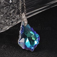 Teardrop AB Color Plated Electroplate Glass Pendant Necklaces & Dangle Earrings Jewelry Sets&nbsp;SJEW-JS00880