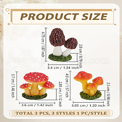 3Pcs 3 Styles Resin Potted Mushroom Display Ornaments&nbsp;DJEW-LP0001-28