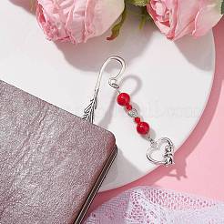 Valentine's Day Alloy Heart Pendant Bookmarks&nbsp;AJEW-JK00270-03