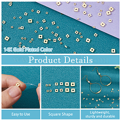 Square Brass Spacer Beads&nbsp;KK-HS0001-44