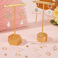 20Pcs Hollow Square Brass Stud Earring Findings&nbsp;KK-BBC0012-85