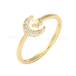 Adjustable Brass Micro Pave Clear Cubic Zirconia Cuff Rings&nbsp;ZIRC-Z002-09G