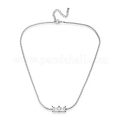 304 Stainless Steel Crystal Rhinestone Rectangle Link Chain Necklaces&nbsp;NJEW-T016-07S