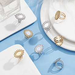8Pcs 2 Colors 304 Stainless Steel Open Cuff Ring Components&nbsp;STAS-UN0056-94