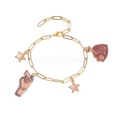 2Pcs 2 Styles West Cowboy Style Alloy Enamel Charm Bracelets&nbsp;BJEW-JB12521