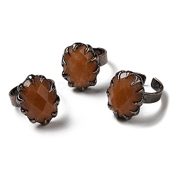 Natural Mixed Gemstone Oval Open Cuff Rings&nbsp;RJEW-M155-03R