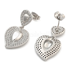 Brass Pave Cubic Zirconia Stud Earrings for Women&nbsp;EJEW-U005-07P