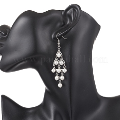 Rhombus 304 Stainless Steel Shell Pearl Dangle Earrings&nbsp;EJEW-TA00770