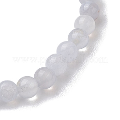 6mm Natural Blue Lace Agate Round Beaded Stretch Bracelets&nbsp;BJEW-JB10855-02