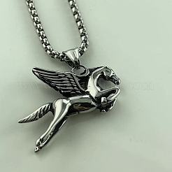 Punk 304 Stainless Steel Flying Horse Pendant Necklaces for Men&nbsp;MG5472