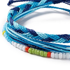 3Pcs 3 Style Plastic Braided Bead Bracelets Set&nbsp;BJEW-B065-08C