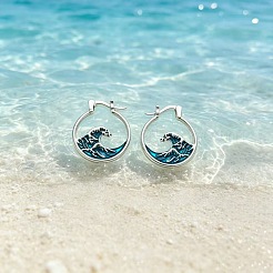 Alloy Enamel Hoop Earrings&nbsp;WG726C2-01