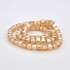 Half Rainbow Plated Glass Faceted Cube Beads Strands&nbsp;GLAA-A031-8mm-HR05