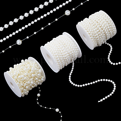 3Rolls 3 Styles Plastic Round Beaded Link Chains&nbsp;DIY-NB0015-31