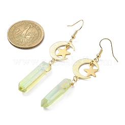 Electroplated Natural Quartz Crystal Dangle Earrings&nbsp;EJEW-TA00256