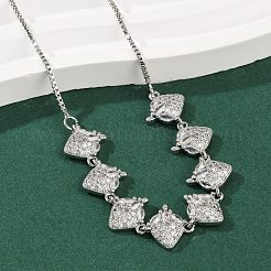 Brass Micro Pave Clear Cubic Zirconia Fruit Bib Necklaces&nbsp;NJEW-F342-01A-P