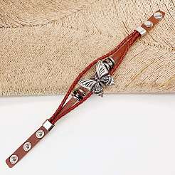 Butterfly Alloy PU Imitation Leather Cord Braided Bracelets&nbsp;FS-WG2E2BB-01