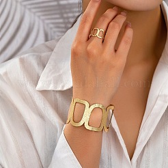 Hollow Out Rectangle Iron Cuff Bangles & Cuff Rings Sets for Women&nbsp;FS-WG4EBE9-01
