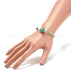 Natural Ocean White Jade(Dyed) Rondelle Beaded Cord Bracelet&nbsp;BJEW-JB08057