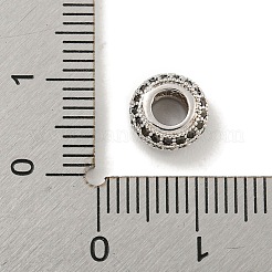Brass Micro Pave Black Cubic Zirconia Beads&nbsp;KK-G493-49P-01