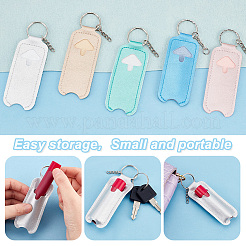 5Pcs 5 Colors Portable PU Imitation Leather Lipstick Keychain Holder&nbsp;AJEW-WR0001-37