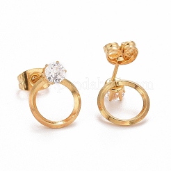 Ring SteelStud Earrings&nbsp;X-EJEW-C019-17G