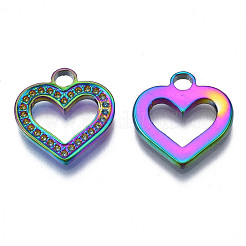 Rack Plating Rainbow Color 304 Stainless Steel Charms Rhinestone Settings&nbsp;STAS-S119-109